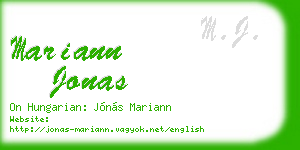 mariann jonas business card