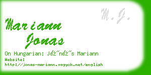 mariann jonas business card